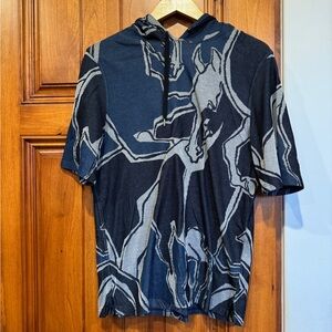 Hermes Blue and Gray Sweatshirt with Artistic Design